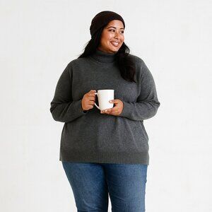 Melrose 100% Cashmere Gray Turtleneck Sweater Women’s Size 3X Luxe Winter Knit